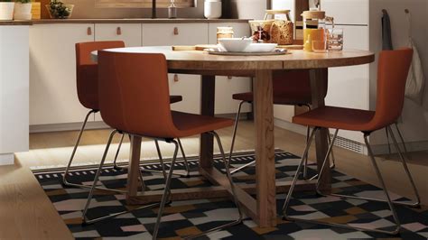 The round shape works well in small. . Round table ikea
